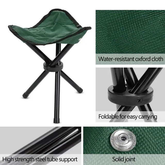 Alt view image 4 of 7 - Folding Camping Stool with Carry Strap - Portable Tripod Lightweight 3-Leg Collapsible Chair for Outdoor Hiking, Fishing, Picnic & Travel(Green)
