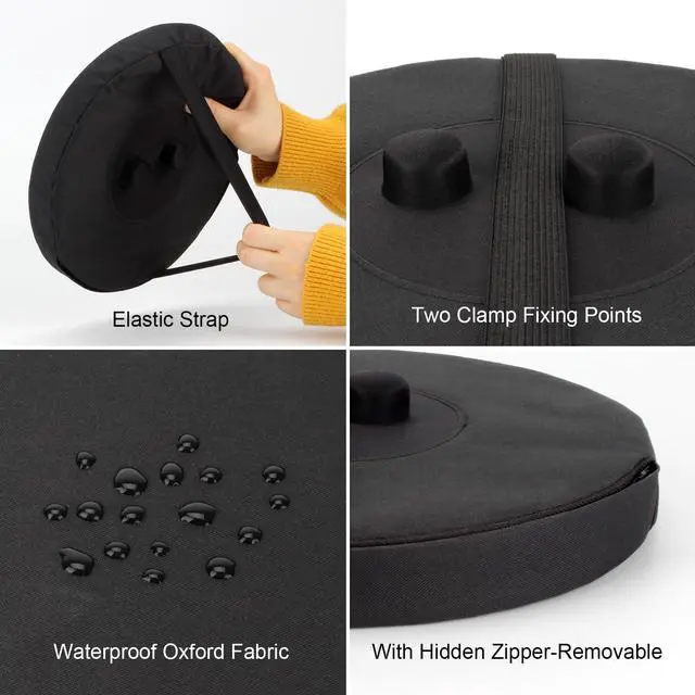 Alt view image 7 of 7 - 1 Pack Round Thickened Telescopic Stool Cushion with Memory Foam | Collapsible Stool Chair Pads Retractable Folding Stool Cushion with Elastic Strap, Fits Round Retractable Folding Stools