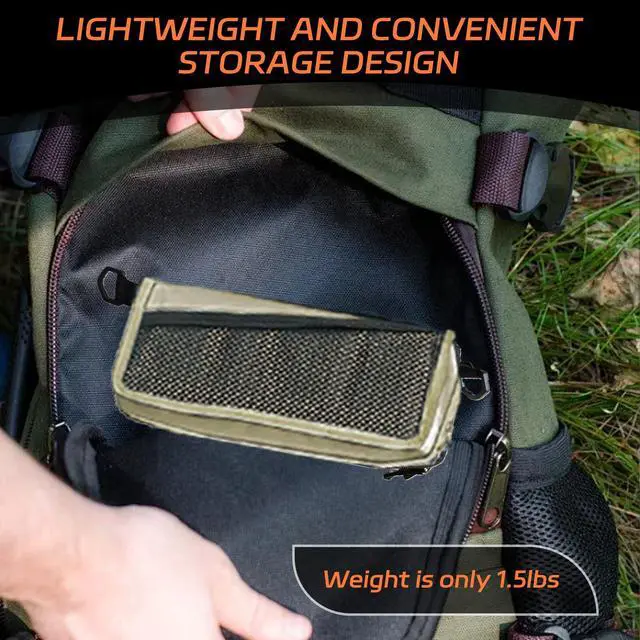 Alt view image 4 of 6 - Portable Pocket Stool Seating,Ultralight Foldable Camp Stool with Compact Carry Bag, Heavy-Duty 220LBS Capacity for Outdoor Hiking, Fishing, Travel (Khaki, Medium)