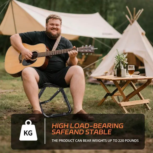 Alt view image 5 of 6 - Portable Pocket Stool Seating,Ultralight Foldable Camp Stool with Compact Carry Bag, Heavy-Duty 220LBS Capacity for Outdoor Hiking, Fishing, Travel (Khaki, Medium)