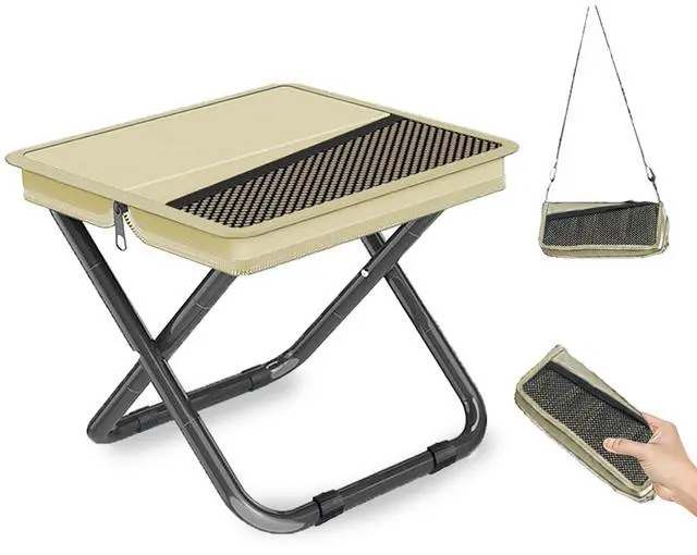 Main image of Portable Pocket Stool Seating,Ultralight Foldable Camp Stool with Compact Carry Bag, Heavy-Duty 220LBS Capacity for Outdoor Hiking, Fishing, Travel (Khaki, Medium)