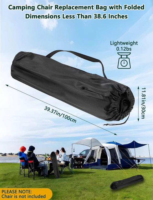 Alt view image 2 of 7 - Camping Folding Chair Replacement Carry Bag | Durable & Tear-Resistant, Storage Cover, Fits Coleman, Portable, Lawn and Most Folding Chairs, Chair Not Included