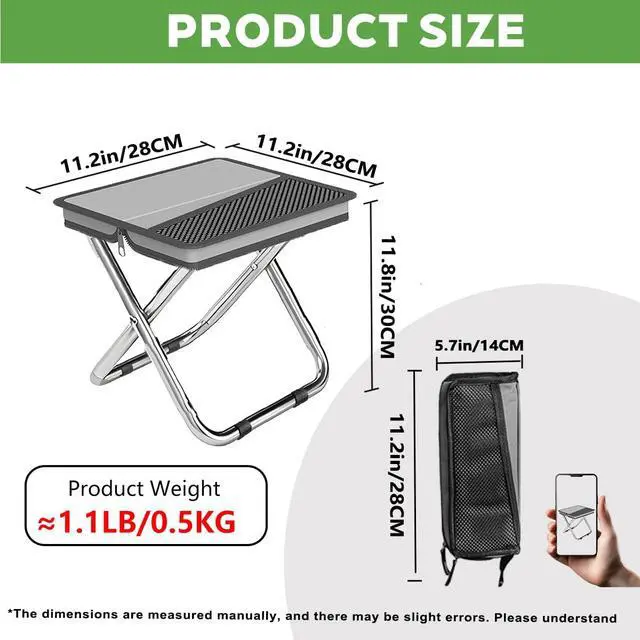 Alt view image 2 of 7 - 2 in 1 Collapsible Camping Stool & Sling Bag, Aluminum Alloy Frame, 220LB Load Capacity, Portable Folding Fishing Stool for Outdoor Activities, Grey (Medium)