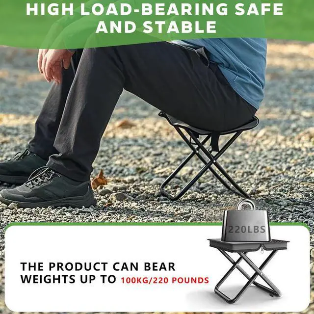 Alt view image 5 of 7 - 2 in 1 Collapsible Camping Stool & Sling Bag, Aluminum Alloy Frame, 220LB Load Capacity, Portable Folding Fishing Stool for Outdoor Activities, Grey (Medium)