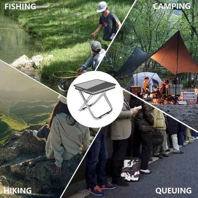 Alt view image 7 of 7 - 2 in 1 Collapsible Camping Stool & Sling Bag, Aluminum Alloy Frame, 220LB Load Capacity, Portable Folding Fishing Stool for Outdoor Activities, Grey (Medium)