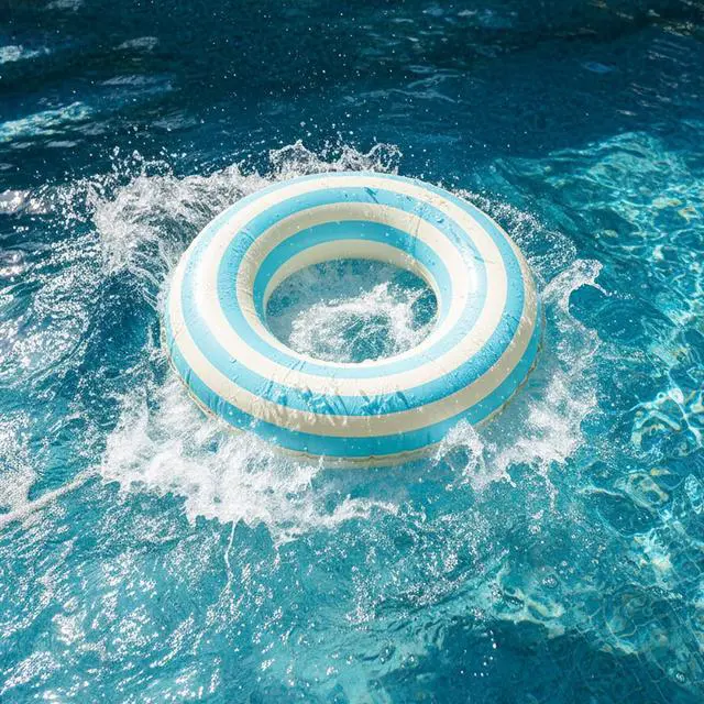 Alt view image 7 of 7 - Floats for Kids Rings, Pool Floats Swimming Rings for Kids, Pool Floats 21in Girls Boys Inflatable Striped Floats for Swimming Pool Summer Beach Party, Blue
