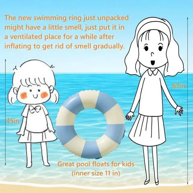 Alt view image 2 of 7 - Pool Floats Swimming Rings for Kids, Age 5-10 Inflatable Swim Tubes Ring Toys with 11" Inner, Beach Inflatable Tubes Floaties Toys for Kids Adults (Yellow x1)