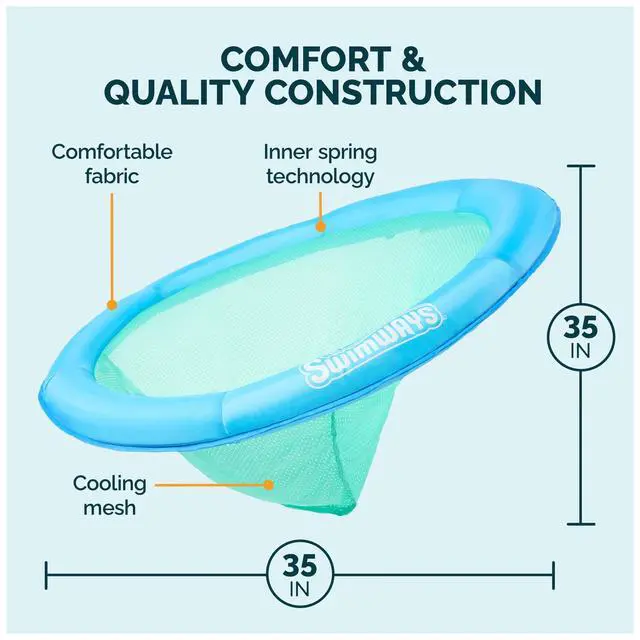 Alt view image 3 of 7 - Spring Float Papasan, Fast-Inflating Round Adult Lounger; Ages 15+ | Patented Fast Inflation for Immediate Use During Travel, Fits Most Adults and Teens, Teens & Adults Can Lounge Comfortably