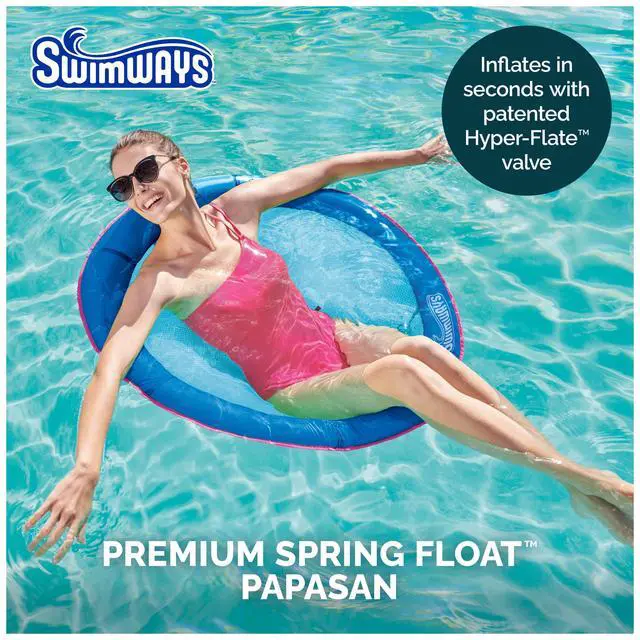 Alt view image 2 of 7 - Spring Float Papasan, Fast-Inflating Round Adult Lounger; Ages 15+ | Patented Fast Inflation for Immediate Use During Travel, Fits Most Adults and Teens, Teens & Adults Can Lounge Comfortably