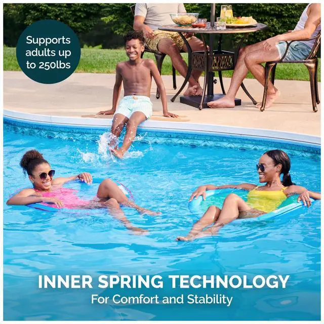 Alt view image 4 of 7 - Spring Float Papasan, Fast-Inflating Round Adult Lounger; Ages 15+ | Patented Fast Inflation for Immediate Use During Travel, Fits Most Adults and Teens, Teens & Adults Can Lounge Comfortably