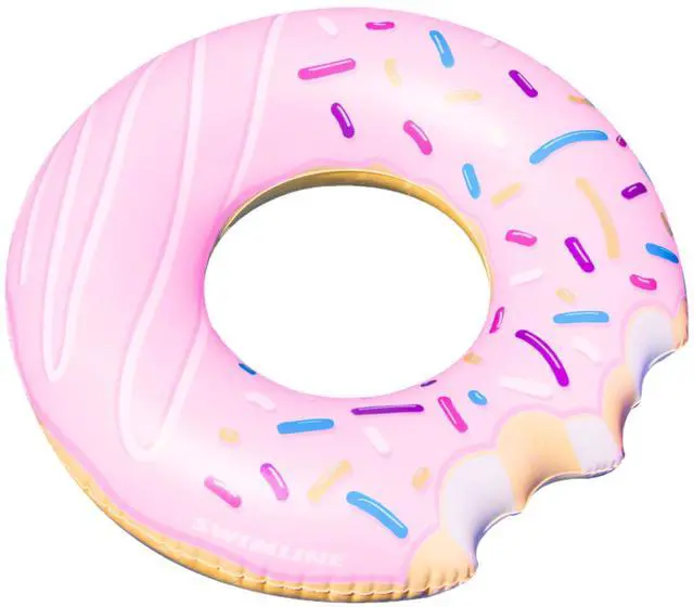 Main image of | Inflatable Pool Ring Float for Adults | 42" | Donut Pink | 42 in donut tube sized for kids to play and adults to lounge; packs down flat for pool, beach, river, or lake