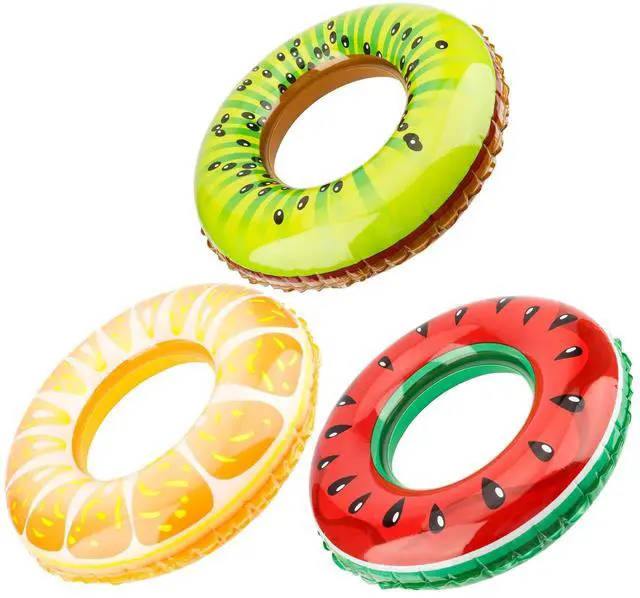 Main image of Pool Tubes, 3 PCS Pool Floats for Kids Pool Tubes Summer Fruit Tubes for Floating Inflatable Swim Rings Round Portable Floaties Inflatable Pool Toys for Girls Boys Pool Beach Lake Summer Party
