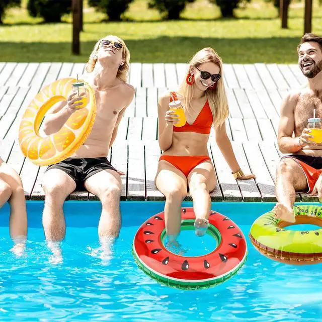 Alt view image 6 of 6 - Pool Tubes, 3 PCS Pool Floats for Kids Pool Tubes Summer Fruit Tubes for Floating Inflatable Swim Rings Round Portable Floaties Inflatable Pool Toys for Girls Boys Pool Beach Lake Summer Party