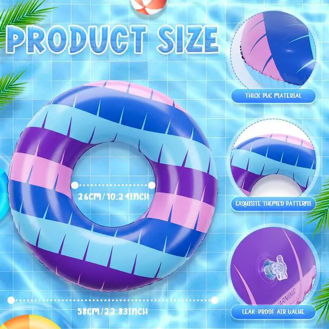 Alt view image 2 of 7 - 4 Pack Video Game Pool Floats 22.83 Inch Inflatable Video Game Blue Purple Pink Pool Inner Tubes Swim Rings for Swimming Beach Summer Party Favors Outdoors