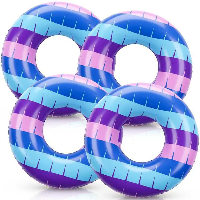 Alt view image 7 of 7 - 4 Pack Video Game Pool Floats 22.83 Inch Inflatable Video Game Blue Purple Pink Pool Inner Tubes Swim Rings for Swimming Beach Summer Party Favors Outdoors