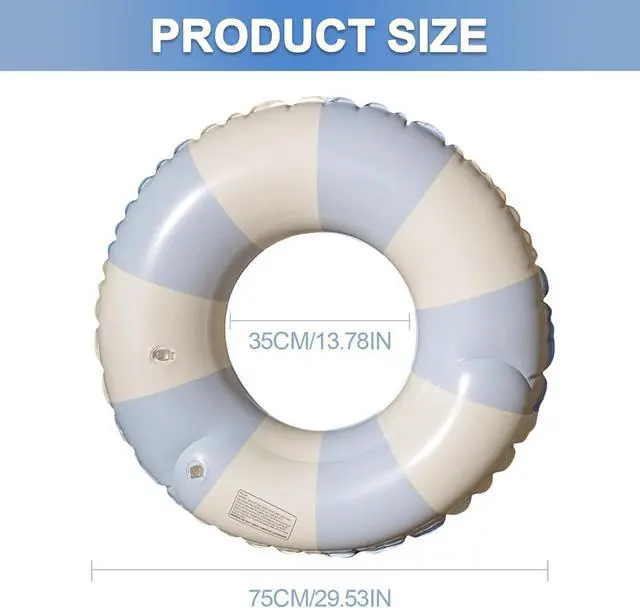Alt view image 2 of 7 - Swim Ring for Kids & Adults, 30" Pool Float Tube with Cute Striped Design, Durable Thick PVC Leak-Proof Swimming Ring for Beach Pool Party Summer Water Fun (Blue)