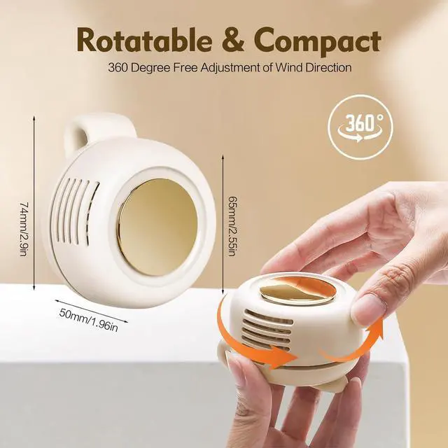 Alt view image 7 of 7 - Portable Clip-On Fan, Mini USB Rechargeable 360° Rotatable Fan, Personal Fan 3-Speed Silent Mini Bladeless Fans(Green)