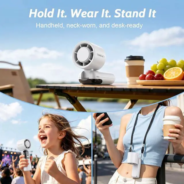 Alt view image 6 of 7 - 5000mAh Portable Handheld Fan, USB-C Rechargeable Mini Fan with 100 Speeds | 5000mAh Portable Handheld Fan, USB-C Rechargeable Mini Fan with 100 Speeds