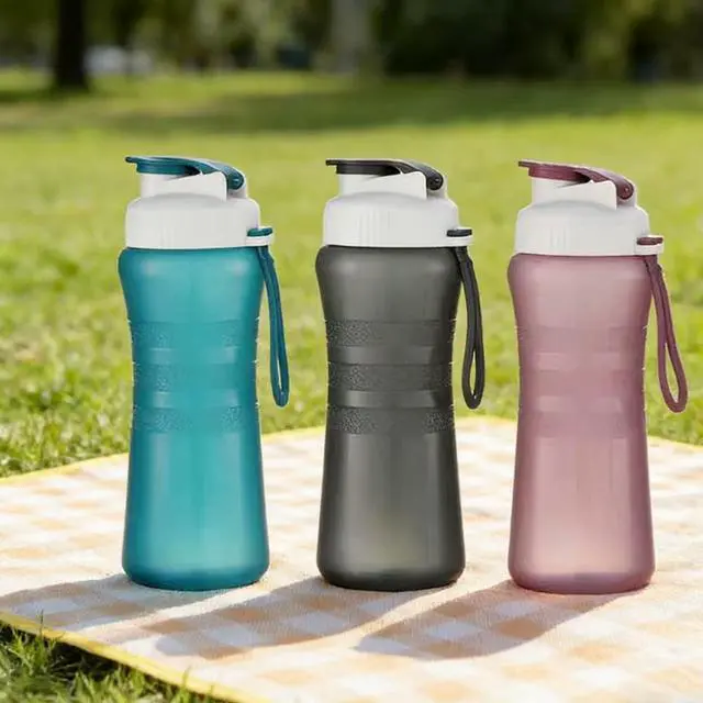 Alt view image 2 of 7 - Sports Water Bottle, BPA-Free PP, Leakproof Flip-Top Lid with Carry Strap, 17 oz, for Gym, Hiking, and Everyday Use (Purple)