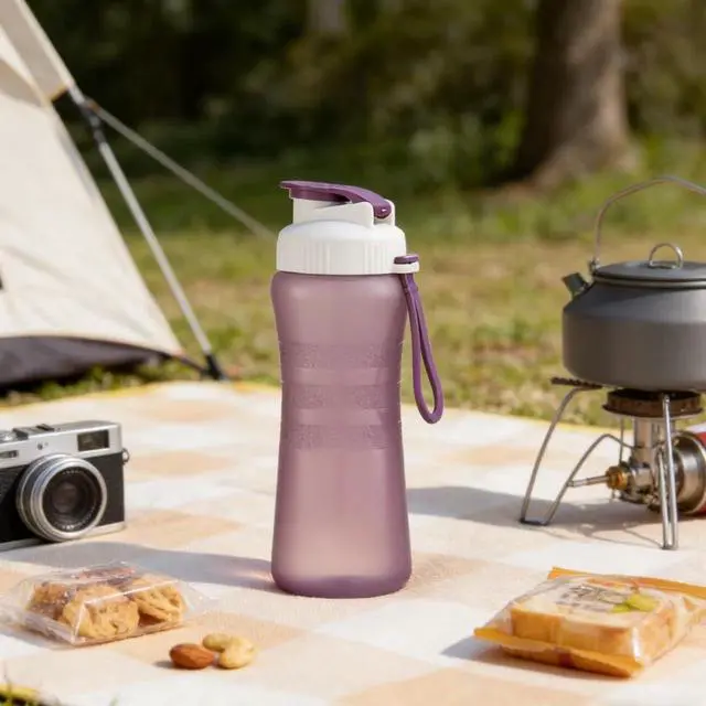 Alt view image 5 of 7 - Sports Water Bottle, BPA-Free PP, Leakproof Flip-Top Lid with Carry Strap, 17 oz, for Gym, Hiking, and Everyday Use (Purple)