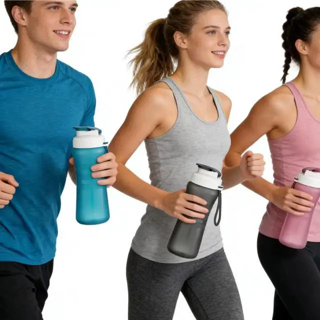 Alt view image 6 of 7 - Sports Water Bottle, BPA-Free PP, Leakproof Flip-Top Lid with Carry Strap, 17 oz, for Gym, Hiking, and Everyday Use (Purple)