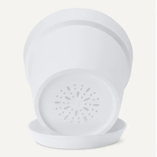 Alt view image 3 of 4 - Plant Pot with Drainage Holes and Ridges, Lightweight, Matte White, 6 inch, 1-Pack