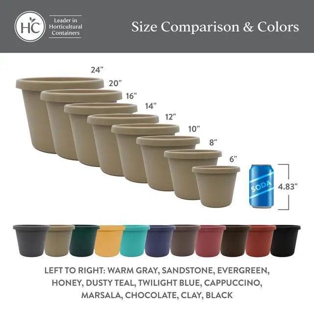 Alt view image 6 of 7 - Prima Round Plastic Plant Pot w/Rolled Rim - Lightweight & UV Resistant Flower Pot for Herbs & More - Outdoor & Indoor Plant Pots w/Drainage (6 inch, Evergreen, Pack of 1)