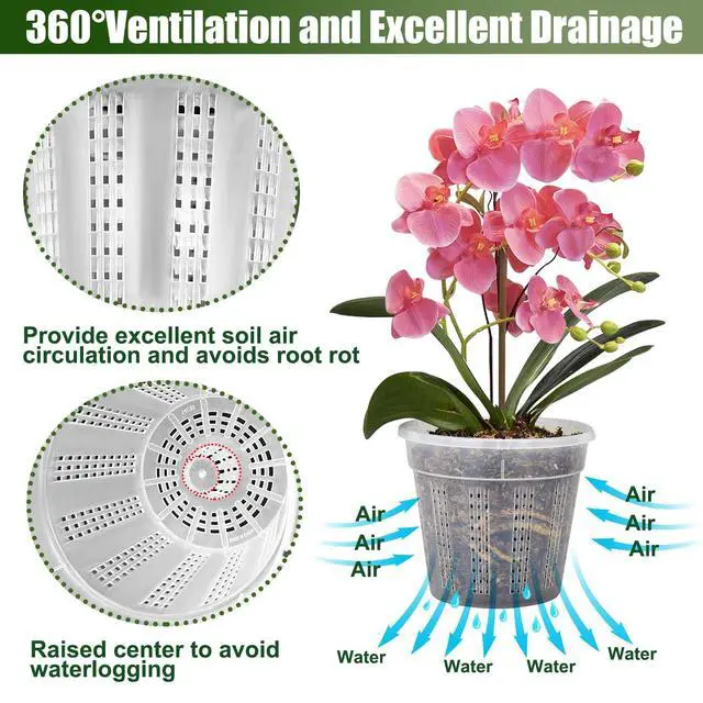 Alt view image 5 of 7 - Orchid Pot, 2 Each of 4.3",5.5",6.1" Orchid Pots with Holes, Orchid Pots for Repotting, Plastic Orchid Planter for Indoor Outdoor Plants (2 Each of 4.3",5.5",6.1")