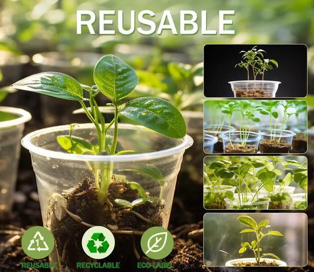 Alt view image 6 of 7 - 30 Pack Clear Nursery Plant Pots, 3.5/4/5 In with Drainage Holes, 20 Labels | High Transparency (Clear View of Root Growth), Variety Pack, Good Drainage, 20 Pack Easy-ID Plant Labels