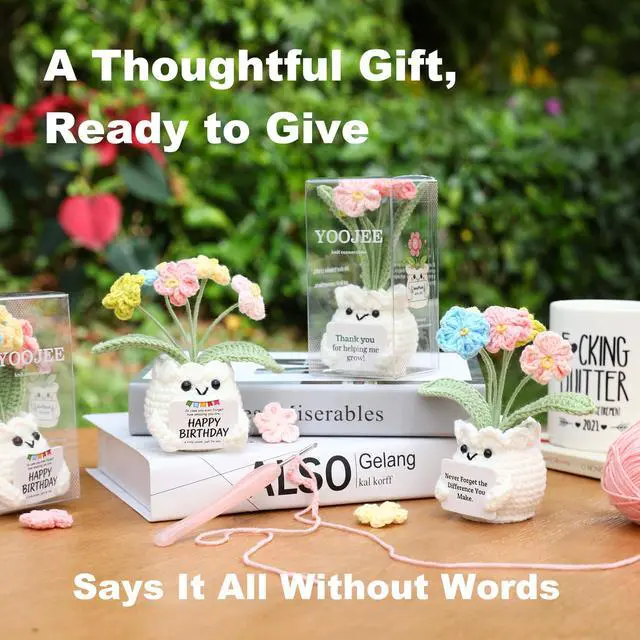 Alt view image 2 of 7 - Back to School Teacher Gifts, Helping Me Grow Crochet Flower Pot