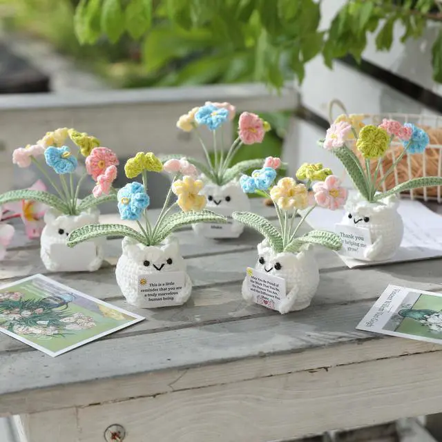 Alt view image 4 of 7 - Back to School Teacher Gifts, Helping Me Grow Crochet Flower Pot