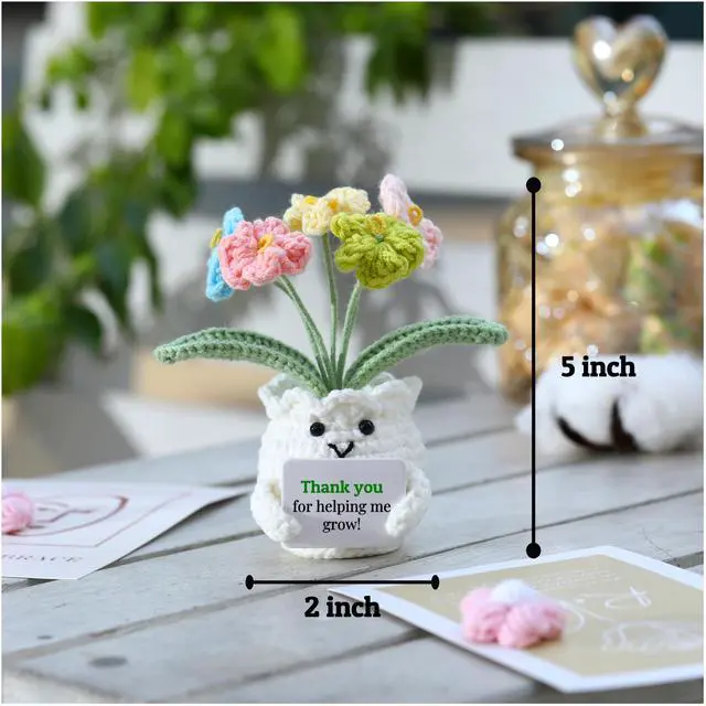 Alt view image 3 of 7 - Back to School Teacher Gifts, Helping Me Grow Crochet Flower Pot