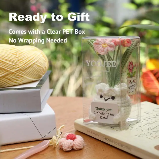 Alt view image 6 of 7 - Back to School Teacher Gifts, Helping Me Grow Crochet Flower Pot