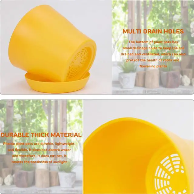 Alt view image 4 of 7 - 16-Pack 4" Plastic Flower Plant Pots Thickened Seedlings Nursery Pots, Colorful Flower Plant Container Seed Starting Pots with Pallet (8 Colors)