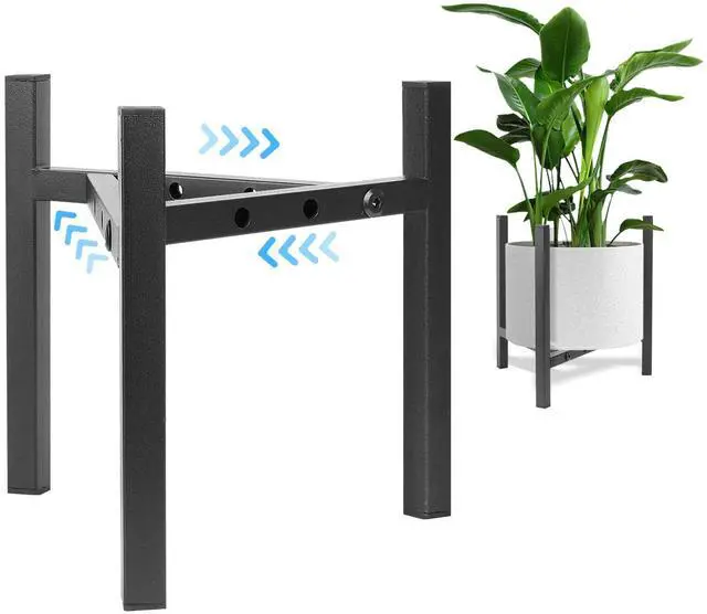 Main image of Plant Stand Indoor Adjustable, Metal Modern Plant Stands, Heavy Duty Stable Plant Pot Flower Holder Indoor Outdoor Corner, Fit 8 9 10 11 12 inch Pots, Black (Pot & Plant Not Included)