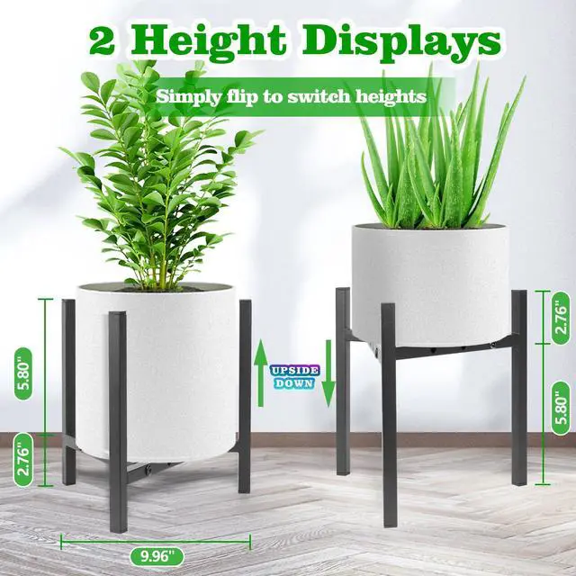 Alt view image 3 of 7 - Plant Stand Indoor Adjustable, Metal Modern Plant Stands, Heavy Duty Stable Plant Pot Flower Holder Indoor Outdoor Corner, Fit 8 9 10 11 12 inch Pots, Black (Pot & Plant Not Included)
