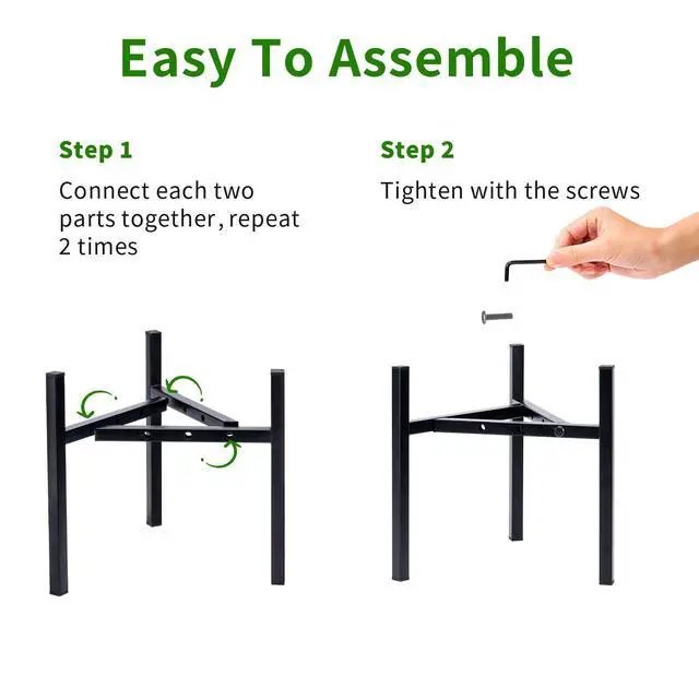 Alt view image 7 of 7 - Plant Stand Indoor Adjustable, Metal Modern Plant Stands, Heavy Duty Stable Plant Pot Flower Holder Indoor Outdoor Corner, Fit 8 9 10 11 12 inch Pots, Black (Pot & Plant Not Included)