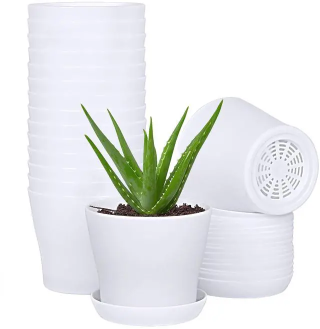 Main image of 16-Pack 4" Plastic Flower Plant Pots Thickened Seedlings Nursery Pots, Flower Plant Container Seed Starting Pots with Pallet (White)