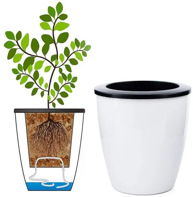 Main image of 2 Pcs 3.5 Self Watering Planter White Flower Pot, Flowers Plants, Small Mini Planter Pot, for All Plants, Herbs, African Violets, Succulents