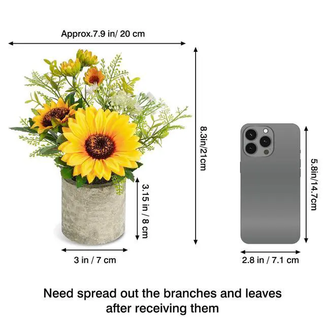 Alt view image 2 of 7 - Sunflower Artificial Flowers Pot, Sunflower Decor, Yellow Fake Flower in Pots, for Home Bathroom Kitchen