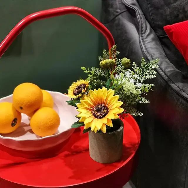 Alt view image 6 of 7 - Sunflower Artificial Flowers Pot, Sunflower Decor, Yellow Fake Flower in Pots, for Home Bathroom Kitchen