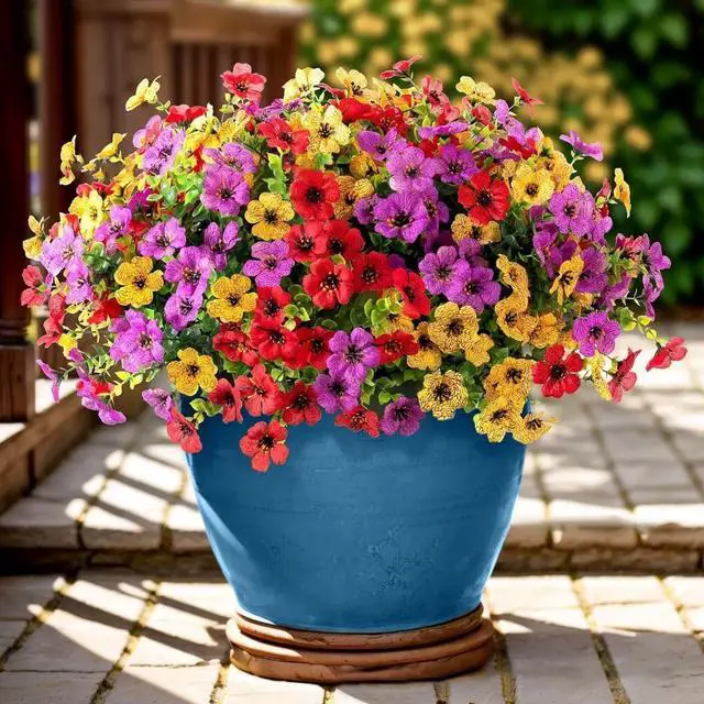 Main image of Artificial Flowers Fake Plants for Outdoors Summer Decoration | 13 Bundles Silk Realistic UV Resistant Faux Flowers for Outside Planter Porch Yard Patio Garden Home Indoor, Mix