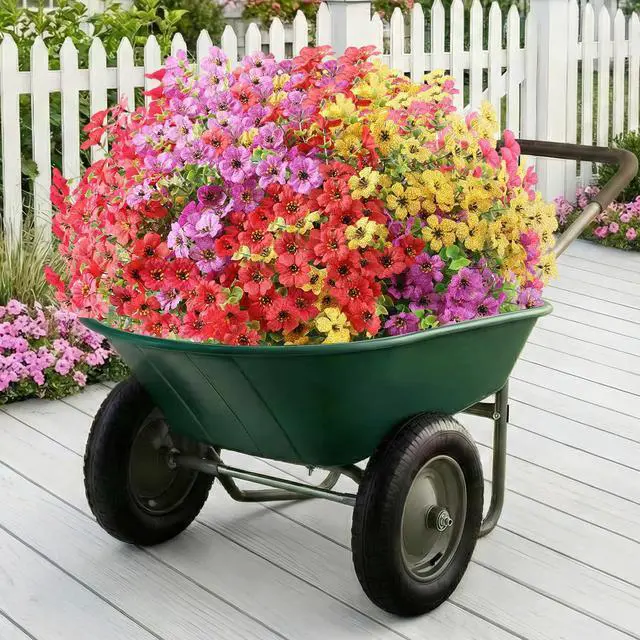 Alt view image 3 of 7 - Artificial Flowers Fake Plants for Outdoors Summer Decoration | 13 Bundles Silk Realistic UV Resistant Faux Flowers for Outside Planter Porch Yard Patio Garden Home Indoor, Mix