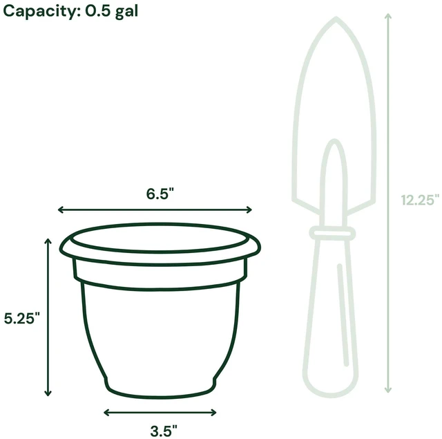 Alt view image 3 of 7 - Ariana Self Watering Planter, 6", Peppercorn (AP0660), 6-Inch