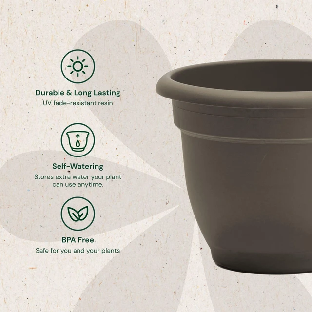 Alt view image 4 of 7 - Ariana Self Watering Planter, 6", Peppercorn (AP0660), 6-Inch