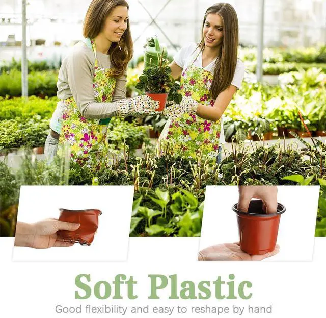 Alt view image 4 of 7 - 100 Pcs Plant Nursery Pots, 4 Inch Small Plant Seedling Pots with Labels Plastic Plant Flower Pots with Drainage Holes Indoor Outdoor for Succulent Cutting Transplanting