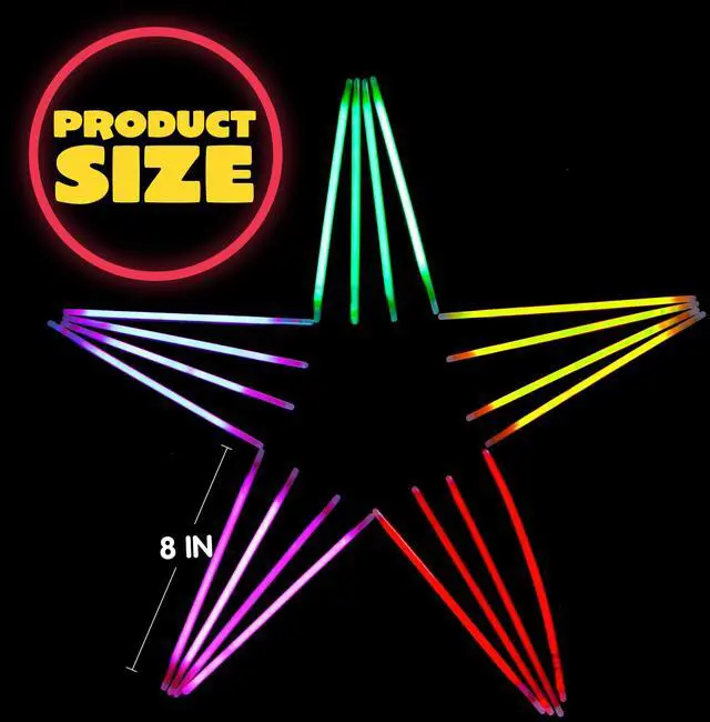 Alt view image 3 of 7 - 100 Pcs 8" Glow sticks Bulk Party Favors Pack, Neon Glow in the Dark Party Supplies, Light Up Necklaces and Bracelets with Connectors, Easter, Football, Birthday Decorations