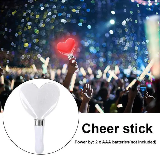 Alt view image 4 of 6 - LED Concert Cheering Wand, 15 Color Heart Shaped Cheer Stick Party Flashing Light, Battery Powered Stick for Festivals Rave Birthday Concert Party Supplies(as Shown)
