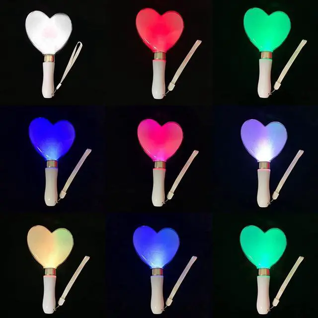 Alt view image 5 of 6 - LED Concert Cheering Wand, 15 Color Heart Shaped Cheer Stick Party Flashing Light, Battery Powered Stick for Festivals Rave Birthday Concert Party Supplies(as Shown)