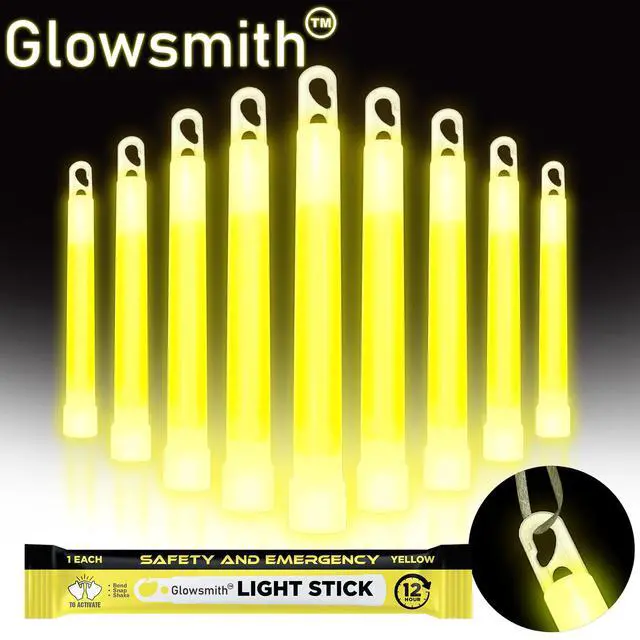 Alt view image 2 of 7 - Emergency Safety Military Grade Glow Sticks, 10PCS, 6" Ultra Bright Light Sticks with 12 Hours Duration. Great for Hiking, Party, Camping, Blackouts, Hurricane and Survival Kits (Yellow)